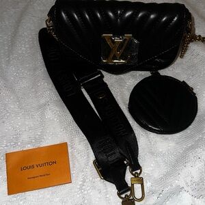 Black Quilted Crossbody Bag with Gold Accents